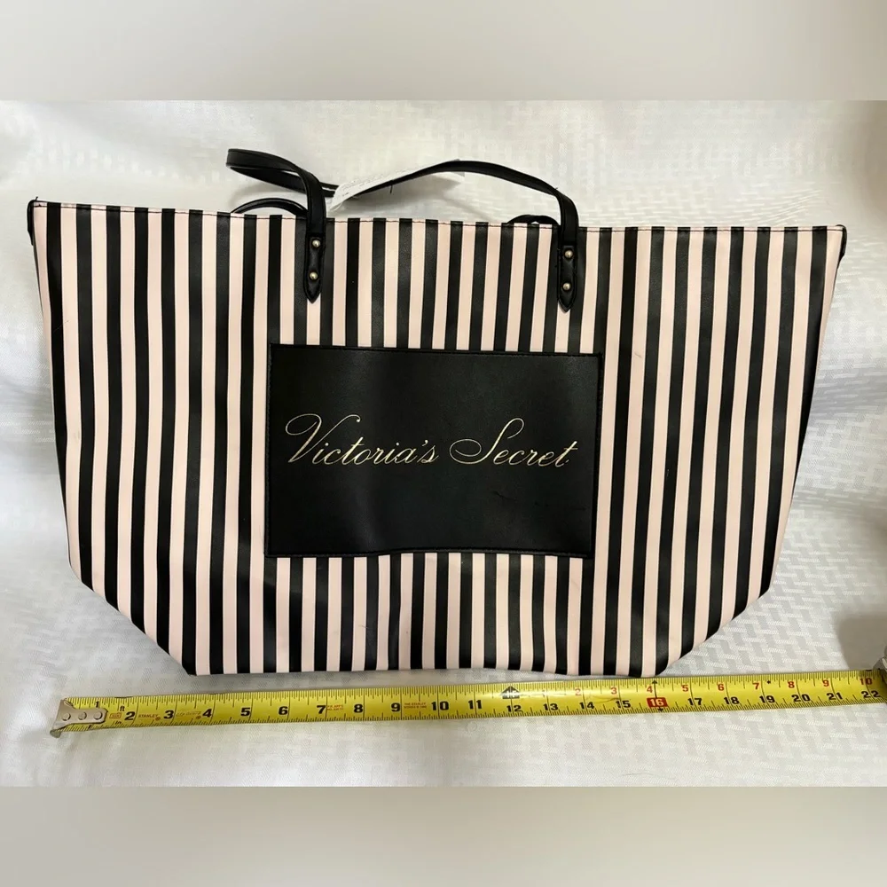 Victoria's Secret Black and White Striped Tote
